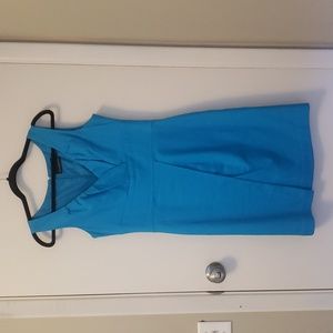 Cynthia Rowley Textured Teal Shift Dress with Front Pleat